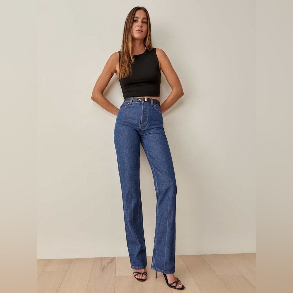 Reformation Cynthia High Rise Straight Long Jeans